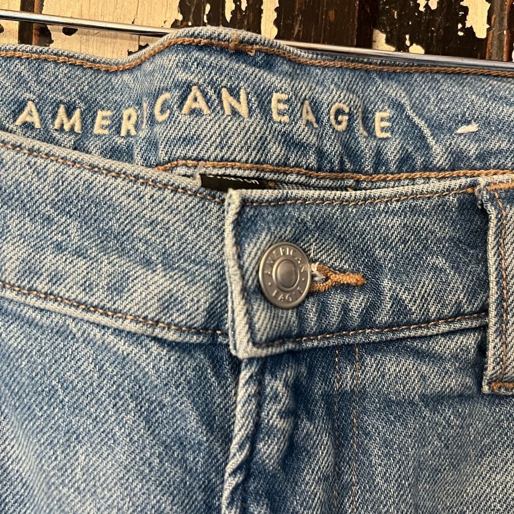 NWT American Eagle stretch raw hem women’s festival wide leg jeans. Size 12 Reg - Picture 5 of 14